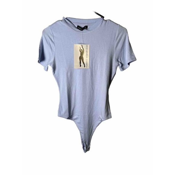 Nwt NAKED Wardrobe - Large - Short Sleeves Bodysuit‎ Light Blue - Picture 9 of 14